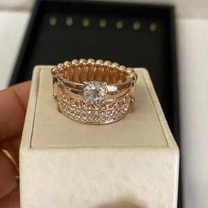Elegant Rose Gold Crystal Ring (Adjustable)